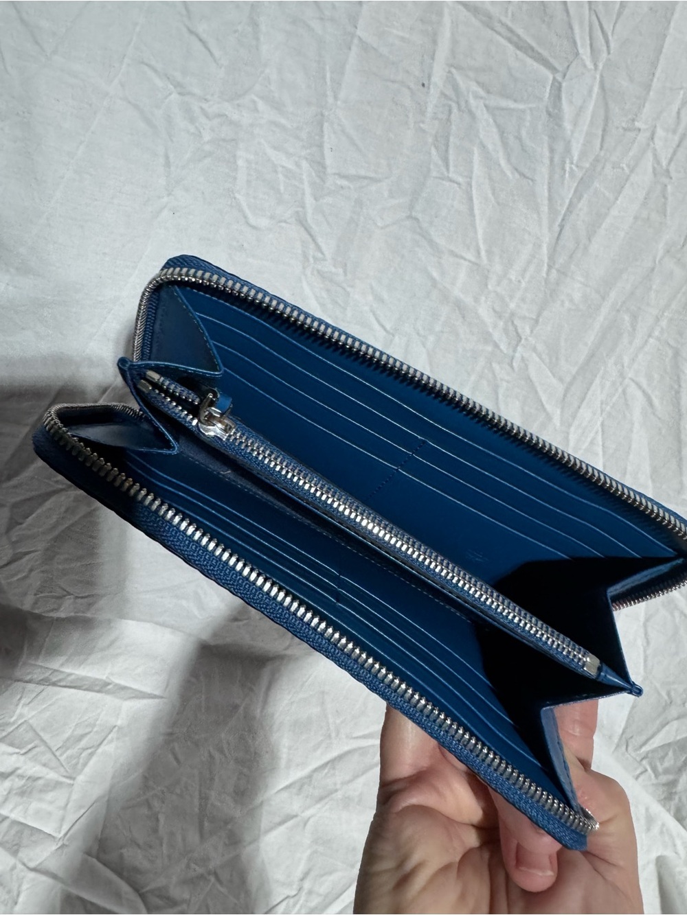 MCM Blue Monogram Zip-Around Wallet - Picture 5 of 10